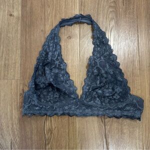 Free People Gray Lace Halter Bralette